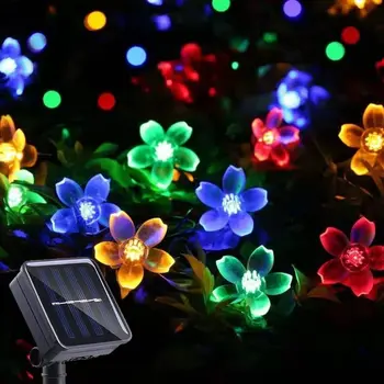 1 adet Güneş Dize Çiçek Işıklar Açık Su Geçirmez 7 M/22.97 FT 50LED Noel Ağacı, Parti Dekorasyon (Dahil 2 m kurşun tel)