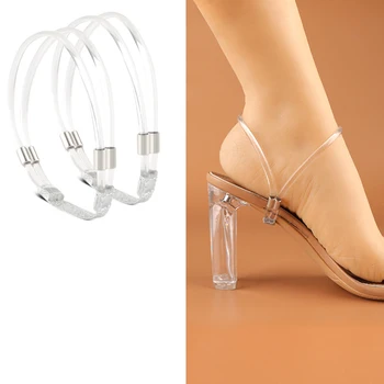 1 Çift Kadın Ayakabı Yüksek Topuklu Elastik Silikon Şeffaf Ayakkabı Bağı Sapanlar Holding Gevşek Ayak Bileği Bandı Dantel kaymaz Ayakkabı