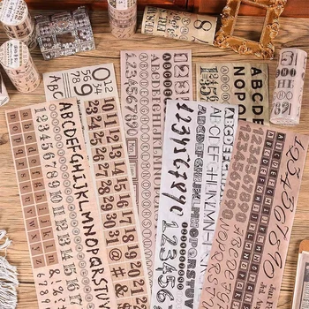 10cm * 2m / Rulo Harfler Sayılar Serisi Koleksiyonu Peyzaj Washi Maskeleme Bandı Scrapbooking Çıkartmaları DIY Yapışkanlı Dekorasyon