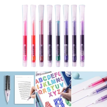 10x Haddeleme Tükenmez Kalemler Renkli Çabuk Kuruyan Nötr Kalemler Düz Sıvı jel mürekkep Kalemler Not Almak için Yazma Çizim K1KF