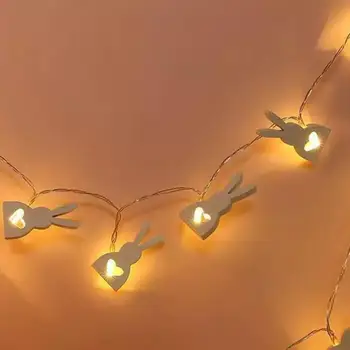150/300cm dize ışık dekoratif pilli LED ahşap aşk paskalya tavşanı peri lamba dekor için parti