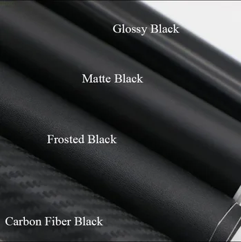 2 adet 50 * 150cm Araba Vücut Filmi Parlak Buzlu Siyah 3D Karbon Fiber Dış Styling Etiketler Vinil Wrap Serin cep telefonu laptop onarım istasyonu DIY