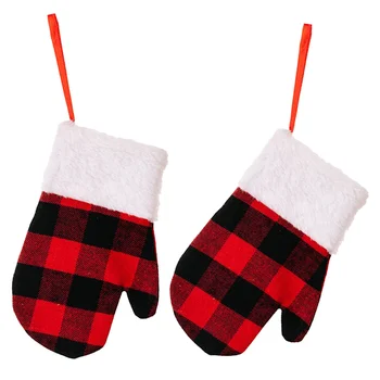 2 Adet Noel eldiven kolye süsler Noel partisi sahne Polyester kolye ağaç dekorları asılı
