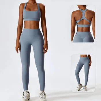 2 Parça Yoga Seti Naylon Eşofman Kadın Spor Spor Takım Elbise Spor Sutyen ve Tayt egzersiz kıyafetleri Spor Seti 5 Renkler
