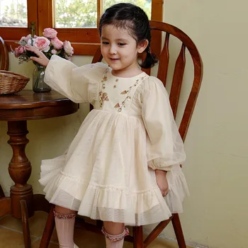 2023 Clibeso Prenses Sonbahar Elbise Bebek Kız Çocuklar için Prenses Payetli Örgü Elbiseler Çocuklar Kız Rahat Gevşek Dış Giyim