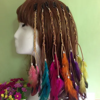 2023 Yeni Boho saç tüyleri saç tokası kadın Peruk Tüy Kafa Bandı kızlar El Yapımı Boncuklu saç veertjes Tarak klip Aksesuarları