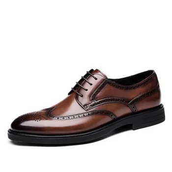 2023New Oyma Blok Deri Ayakkabı Allmatch İş Elbise Ayakkabı Erkekler Düğün Ziyafet Ayakkabı Sosyal Ayakkabı Erkek İngiliz lüks erkek ayakkabısı