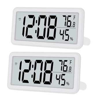 2X Dijital Çalar Saat,Masa Saati,Pille Çalışan LCD Elektronik Saat Süslemeleri Yatak Odası Mutfak Ofis İçin-Beyaz