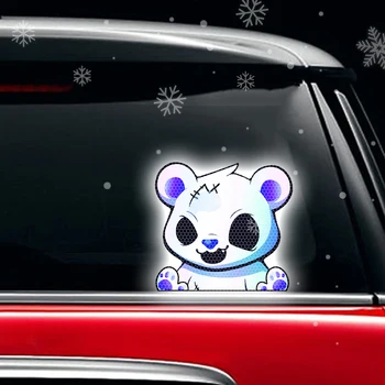 3D Korkunç Peeking Zombi Ayı Araba Yüksek Yansıtıcı Sticker Araba Styling için Pencere Gece Sürüş Reflektör Uyarı İşareti Çıkartması