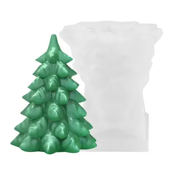 3D Noel Ağacı Mum silikon kalıp DIY Noel Mum Yapımı El Yapımı Sabun Alçı Reçine Pişirme Araçları Tatil Hediyeler