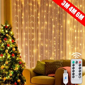 3M/4M / 6M USB Festoon Dize İşık Peri Garland Perde İşık Noel İşık yılbaşı dekoru Ev Dekoratif İçin Yeni Yıl Lambası