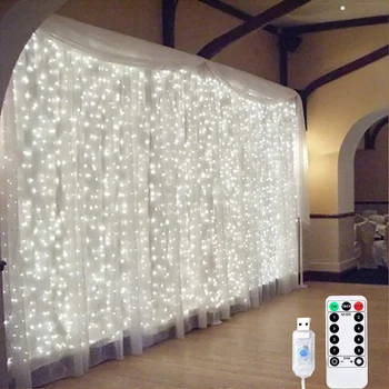 3M-6M USB LED perili dizi perde ışıkları Garland tatil parti süslemeleri Düğün Doğum Günü Yatak Odası Ramazan paskalya Ev Festoon
