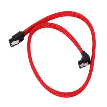 50CM SATA 3.0 III SATA3 7pin Veri Kablosu Sağ Açı 6 Gb/sn SSD Kabloları HDD sabit disk Veri Kablosu Naylon Kollu (Kırmızı)