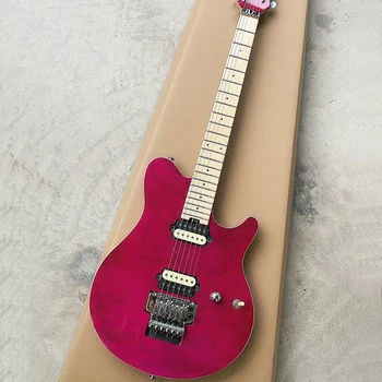 6 Dizeleri Gül Kırmızı Elektro Gitar Humbucker Kapitone Akçaağaç Kaplama Özelleştirilebilir