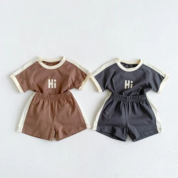 6M-3Y Toddler Bebek Erkek Kız Elbise Setleri Rahat Kısa Kollu Takım Elbise Ev Giysileri T-shirt Şort yaz dış giyim