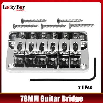 78mm Elektro Gitar Köprüsü 6 Eyer Hardtail Köprü Üst Yük ST / SQ / FD Elektro Gitar Yedek Siyah Krom
