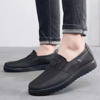Büyük Boy Ayakkabı Erkekler için 2023 Slip-on Adam Loafer'lar Düz Renk Erkek Spor Ayakkabı sneaker Örgü Erkek Ayakkabı Nefes Zapatos