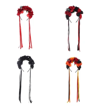 Cadılar bayramı Partisi Sahne Kafa Bandı Cosplay Kostüm Headhoop Goths Çiçek Hairbands Kız Yenilik Kadınlar Festivali Başlık