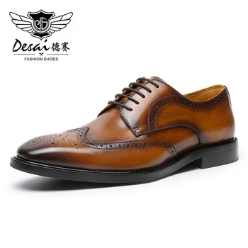 DESAI erkek ayakkabısı Hakiki Deri Derby İş Elbise Beyefendi Klasik Tasarım Resmi Brogue Ayakkabı 2023 Yeni Moda
