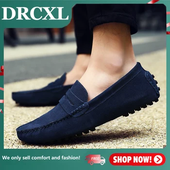 DRCXL Erkekler Yüksek Kaliteli deri makosenler Erkekler rahat ayakkabılar Moccasins Üzerinde Kayma erkek Flats moda erkek ayakkabısı Erkek sürüş ayakkabısı
