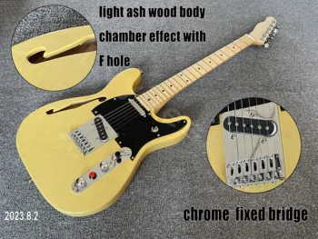 Elektro gitar ışık kül ahşap vücut odası etkisi ile tek F delik krom sabit köprü Mini kırmızı öldür anahtarı