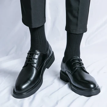 Erkek Lüks Marka Moda Klasik Retro Deri Su Geçirmez Rahat İş Resmi Sosyal ve Yönetici Ayakkabı Oxford Ayakkabı