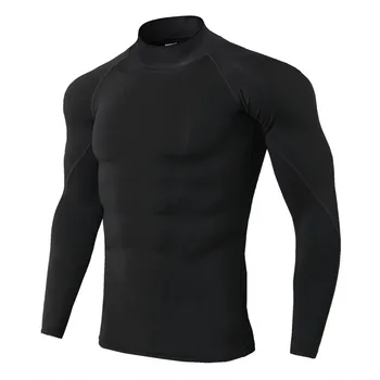 Erkekler Koşu Spor Gömlek Spor Salonu Spor Sıkıştırma Sıska T-shirt Erkek Koşu Eğitim Siyah Katı Tee Tops Crossfit Giyim