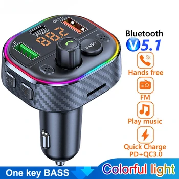 FM Verici Stereo Bas Araba MP3 Çalar PD 20W USB QC3. 0 Hızlı araba şarjı Şarj Handsfree Bluetooth 5.0 Araç Kiti Bluetooth