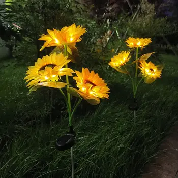 Güneş ayçiçeği ışık, LED ayçiçeği bahçe ışıkları, bahçe çim dekorasyon için açık su geçirmez güneş enerjili çiçek ışıklar