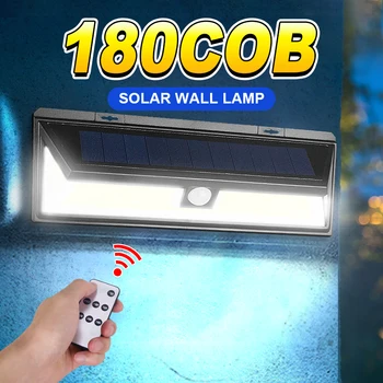 Güneş ışığı 180COB 3 Tarafı Hareket Sensörü Duvar Lambası Açık Uzaktan Kumanda Fener Yüksek Güç Güneş Işığı Yard Bahçe Dekorasyon İçin