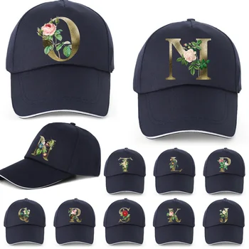 Güneşlik beyzbol şapkası Açık Ayarlanabilir Eğlence Kapaklar Erkekler Kadınlar için Altın Çiçek Mektup Unisex Şapka Düz Kavisli güneşlik şapka