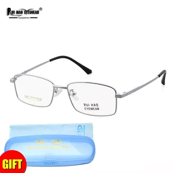 Klasik İş Gözlük Çerçeveleri Erkekler Titanyum Alaşımlı Gözlük Dikdörtgen Retro Gözlük Çerçevesi Ruı Hao Gözlük 2138