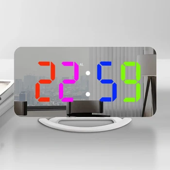 LED Ayna Çalar saat Dijital RGB Renk Erteleme Saatler Uyandırma Ayarlanabilir Elektronik Büyük Ekran Masa Dekorasyon Modern Yeni