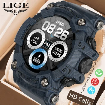 LIGE akıllı saat Tam Yuvarlak Ekran Çift Bluetooth Çağrı Erkekler spor spor İzci Su Geçirmez Açık ios için akıllı saat Android