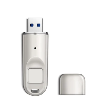Memory Stick Metal Parmak İzi Şifreleme USB 3.0 64GB Donanım Şifreleme Metal Şifre Anahtar Güvenli Kalem Sürücü