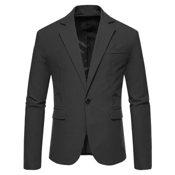 Moda Erkek V Yaka günlük giysi Ofis Ceket Erkek Sonbahar Tek Göğüslü Siyah resmi kıyafet Toplantı Giyim Iş Erkek Düz Renk