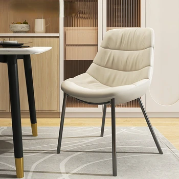 Mutfak yemek sandalyeleri Modern İskandinav oturma odası ışık lüks PU deri yemek sandalyeleri Boş tabureler yemek odası mobilyası