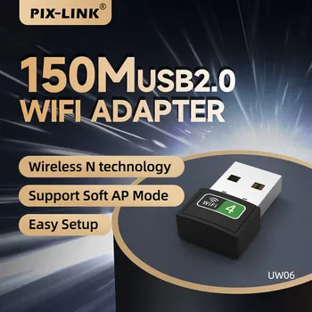 PIX-LINK UW06 USB wifi adaptörü PC 150M 2.4 GHz 802.11 n Kablosuz Ağ Kartı Yüksek Kazançlı Anten USB Bilgisayar Adaptörü