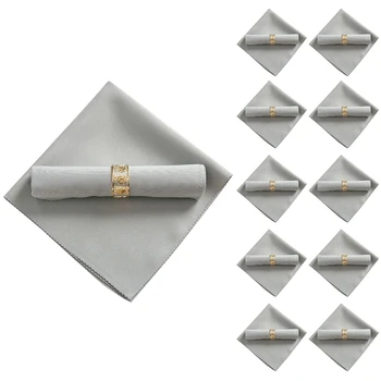 Restoran Düğün için 10 Adet 48X48cm Polyester Kumaş Peçeteler , Gümüş Gri