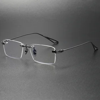 Saf Titanyum Presbiyopi Okuma Gözlükleri Çerçeve Çerçevesiz Erkekler Optik Gözlük Anti Scratch Reçete Vintage Gözlük Kadınlar