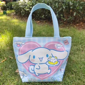 Sanrioed Karikatür Anime Cinnamoroll Benim Melody Kuromi Büyük kapasiteli Öğle Yemeği Çantası Kawaii Sevimli Hello Kitty Su Geçirmez Piknik Çantaları