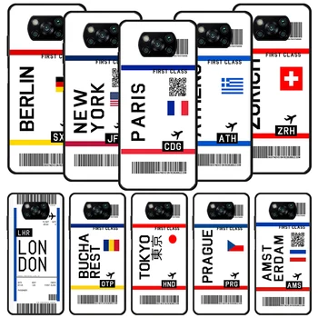 Seyahat Bilet Etiket Siyah Telefon kılıfı Xiaomi Redmi için 10A 10C 10 9C 9T 9A 9 Poco X5 Pro X3 Nfc M5S M3 M2 F3 K40 Silikon Kapak