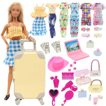 Seyahat Mobilya Aksesuarları Elbise Bebek Bavul Bagaj Köpek Sunglass Bilgisayar barbie bebek Accesorios Çocuk Oyuncakları Kız için