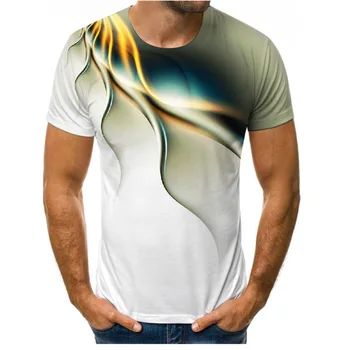 Soyut Yıldırım Desen 3D Baskı T-shirt Yaz Erkek O-Boyun Kısa Kollu T Shirt Büyük Boy Harajuku Streetwear Adam Tees Tops