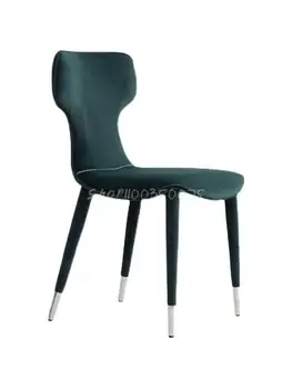 Teknoloji kumaş yemek sandalyesi italyan Minimalist ışık lüks yumuşak çanta sandalye restoran ev Modern Minimalist koyu yeşil