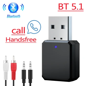 USB AUX Bluetooth 5.1 Alıcı Müzik Kablosuz Ses Adaptörü Mic Hands-Free Çağrı 3.5 mm AUX RCA Jakı Araç kiti Hoparlör Amplifikatör
