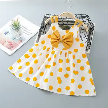 Yeni Bebek Kız Kolsuz Baskı Elbiseler Elbise İlmek Çocuk Yaz Prenses Elbise Çocuk Kıyafet 3-8 Yaşında