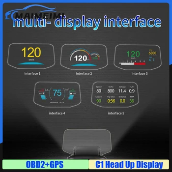 Yeni C1 Head Up Display araç için OBD Elektronik HUD Ekran Araba Hızölçerler C1 Aşırı Hız Uyarı OBD2 + GPS Çift Modlu GPS Hız Göstergesi