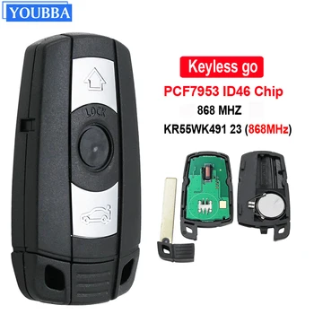 YOUBBA 868 MHz PCF7953 Çip CAS3 Sistemi Anahtarsız Gitmek Fonksiyonu Yükseltilmiş Uzaktan Anahtar Fob BMW 3 5 serisi için x5 x6 FCC ID: KR55WK491 23