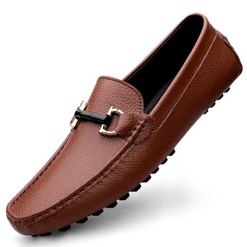 Yumuşak Inek Deri Iş Loafer'lar Erkekler rahat ayakkabılar Tasarımcı Adam Moccasins Erkek sürüş ayakkabısı Daireler üzerinde Kayma Mokasen